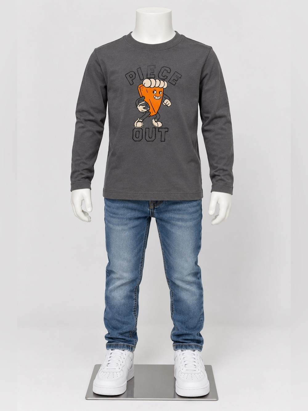 CARTERS Piece Out Long Sleeve Gray Boys Kids Tee